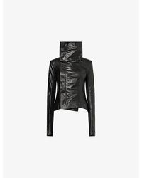 Rick Owens - Naska Funnel-Neck Leather Biker Jacket - Lyst