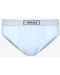 Versace - Logo-waistband Stretch-cotton Brief - Lyst