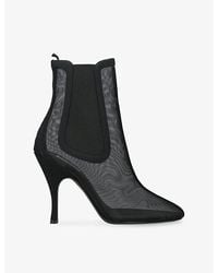 Alaïa - Semi-Sheer Mesh Heeled Ankle Boots - Lyst