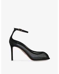 Aquazzura - Love Affair 85 Mesh And Suede Courts - Lyst