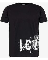 DSquared² - Icon Splash Logo Text-print Cotton-jersey T-shirt - Lyst