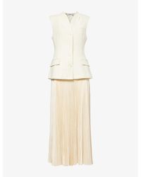 Jonathan Simkhai - Georgina Pleat-Hem Woven Midi Dress - Lyst