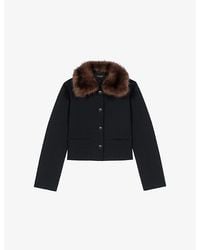 Maje - Short Removable-Collar Stretch Wool-Blend Jacket - Lyst