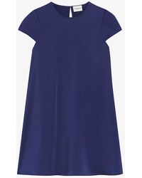 Claudie Pierlot - Round-neck Short-sleeved Satin Mini Dress - Lyst