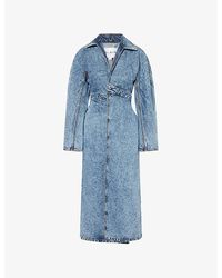 Alaïa - Spiral Two-Slip-Pockets Denim-Blend Trench Coat - Lyst