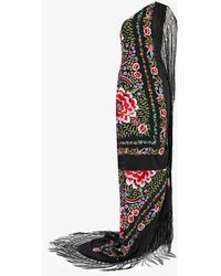 Conner Ives - Piano Floral-embroidered Fringed Silk Gown - Lyst