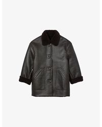 Sandro - Patch-Pocket Boxy-Fit Shearling Coat - Lyst
