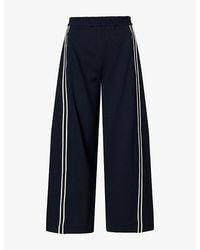 ME+EM - Side-Stripe Barrel-Leg Jersey Trousers - Lyst
