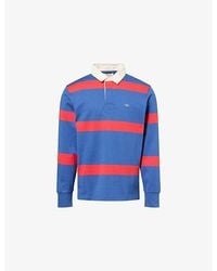 GANT - Striped Rugby Cotton Polo Shirt - Lyst