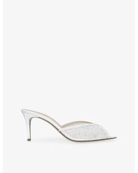 Andrea Wazen - Katy 75 Lace And Satin Heeled Mules - Lyst