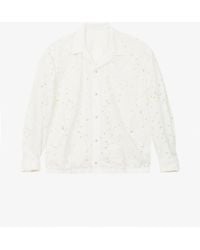 Toga Virilis Floral-embroidered Long-sleeved Lace Shirt - White