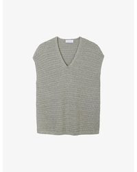 The White Company - V-neck Sleeveless Organic-cotton Blend Knit Jumper - Lyst