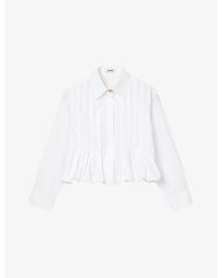 Sandro - Pleated Cropped Cotton Shirt - Lyst