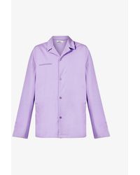PANGAIA Text-print Organic-cotton Pajama Shirt - Purple