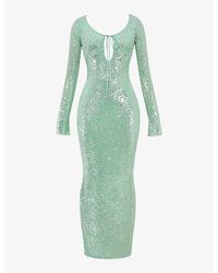 House Of Cb - Titania Sequin-Embellished Slim-Fit Stretch-Woven Maxi Gown - Lyst