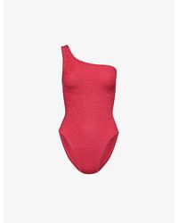 Hunza G - Nancy One-shoulder Crinkled-texture Swimsuit - Lyst