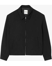 Sandro - Shirt-collar Inverted-pleat Stretch Virgin-wool Jacket - Lyst
