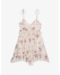 The Kooples - Floral-Print V-Neck Woven Mini Dress - Lyst