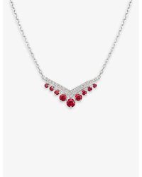 Chaumet - Joséphine Aigrette 18Ct- 0.23Ct Brilliant-Cut Diamond And Ruby Pendant Necklace - Lyst