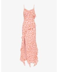 OMNES - Thora Abstract Ditsy Floral Chiffon Maxi Dress - Lyst