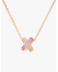 Chaumet - Jeux De Liens 18Ct Rose- 0.50Ct Square-Cut-Sapphire And 0.19Ct Brilliant-Cut Diamond Pendant Necklace - Lyst