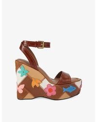 Kurt Geiger - Patchwork Leather Platform Wedge Sandals - Lyst
