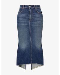 MATIERES FECALES - Mikaela Raw-Hem Denim Midi Skirt - Lyst