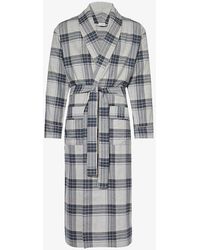 Zimmerli - Shawl-neck Patch-pocket Cotton And Wool-blend Robe - Lyst