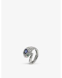 BVLGARI - Serpenti Viper 18ct White-gold, 1.35ct Brilliant-cut Diamond, 0.58ct Sapphire And 0.09ct Emerald Ring - Lyst