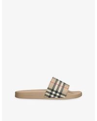 Burberry - Furley Checked Rubber Sliders - Lyst