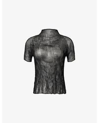 Issey Miyake - Chiffon Twist Short-Sleeve Pleats Shirt - Lyst