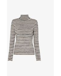 Whistles - Stripe Cotton-knit Polo Neck Jumper - Lyst