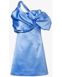 Rachel Gilbert - Mini Larna Asymmetric-neck Satin Mini Dress - Lyst