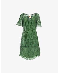 FARM Rio - Pineapple Guipure Short-Sleeves Woven Mini Dress - Lyst