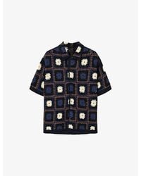 AllSaints - Mandon Flower-Embroidered Short-Sleeve Cotton Cardigan - Lyst