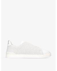 ZEGNA - Triple Stitch Interwoven Leather Low-Top Trainers - Lyst