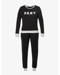 DKNY - Branded Long-sleeved Cotton-blend Pyjamas - Lyst