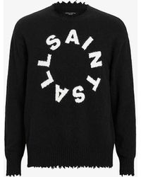 AllSaints - Tiago Logo-motif Relaxed-fit Knitted Jumper - Lyst