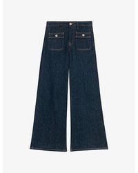 Maje - Patch-Pocket Straight-Leg Stretch-Denim Jeans - Lyst