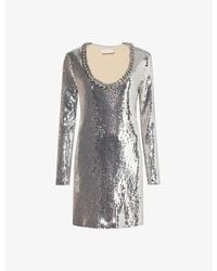 Rabanne - Sequin-embellished Scoop-neck Stretch-woven Mini Dress - Lyst