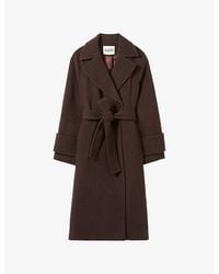 Claudie Pierlot - Belted Lapel-Collar Wool-Blend Coat - Lyst