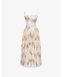 House Of Cb - Ysabella Floral-Print Stretch-Cotton Midi Dress Xs (A-C Cup) - Lyst
