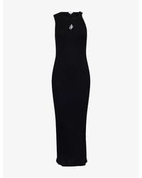 JW Anderson - Anchor Embroidery Twisted-Strap Cotton-Jersey Midi Dress - Lyst