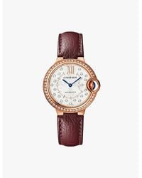 Cartier - Crwjbb0084 Ballon Bleu De Rose- 0.79Ct Diamond, 0.36Ct Sapphire And Leather Automatic Watch - Lyst