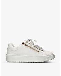 Carvela Kurt Geiger - Enchanted Glitter-lace Faux-leather Low-top Trainers - Lyst