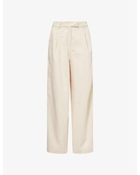 Odd Muse - High-Rise Wide-Leg Cotton-Blend Trousers - Lyst