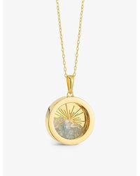 Rachel Jackson - Sunburst Amulet Medium 22ct Gold-plated Sterling Silver And Aquamarine Necklace - Lyst