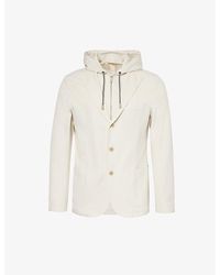 Eleventy - Detachable-hood Notched-lapel Stretch Cotton-blend Jacket - Lyst