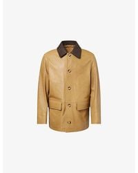 GANT - Decker Contrast-Collar Leather Jacket - Lyst