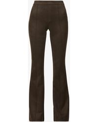 Spanx High-rise Flared-leg Stretch Faux-leather Suede Trousers - Brown